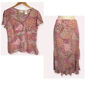 Vintage Y2k Dress Coord Top & Skirt Pink